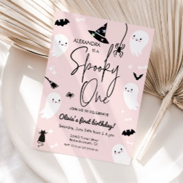 Roze griezelige EEN halloween verjaardag Kaart