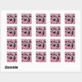 Roze Griezelige Geest Scene Ontwerp Vierkante Sticker (Vel)