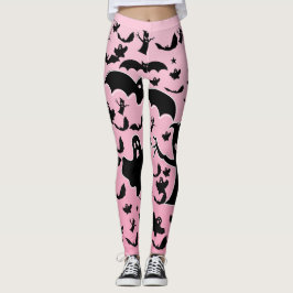 Roze Griezelige Geestenbos Patroon Kunst Leggings