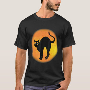 Roze griezelige maan Halloween zwarte kat kinderen T-shirt