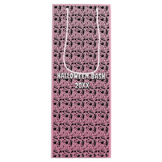 Roze griezelige spookbash-patroon wijn cadeautas (Voorkant)