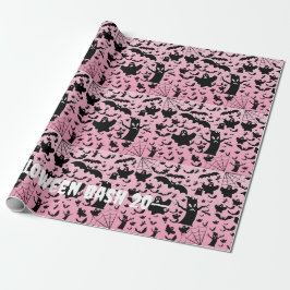 Roze griezelige spookfeestpatroon kunst cadeaupapier