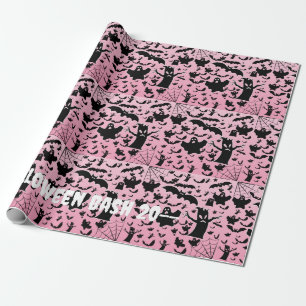 Roze griezelige spookfeestpatroon kunst cadeaupapier