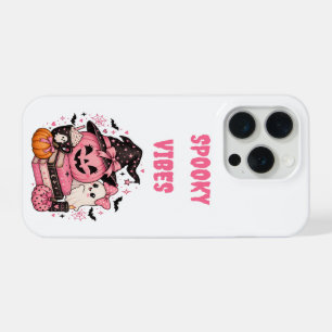 Roze griezelige trillingen Mooie Halloween pompoen iPhone 15 Pro Case