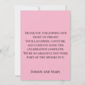 Roze Griezels en Spinnenwebben Ontwerp Bedankkaart (Achterkant)