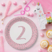 Roze Grijs 2e verjaardag 2 Luipaard Patroon Papieren Bordje (Feest)