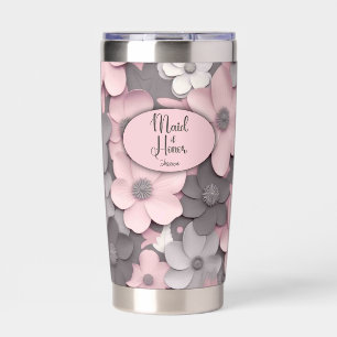 Roze-Grijs 3D Poppies Maid of Honor Geïsoleerde Drinkbeker