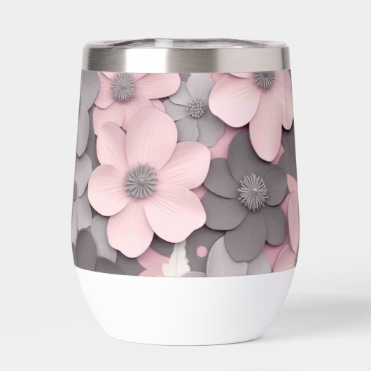  Roze-Grijs 3D Poppies Moeder van de Bruid (Achterkant)