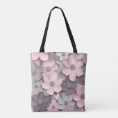 Roze-Grijs 3D Poppies Moeder van de Bruid Tote Bag (Achterkant)