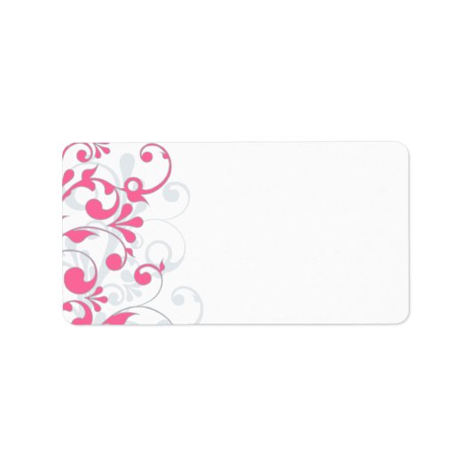 Roze Grijs Abstract Bloemen Bruiloft Blank Adres Etiket (Voorkant)