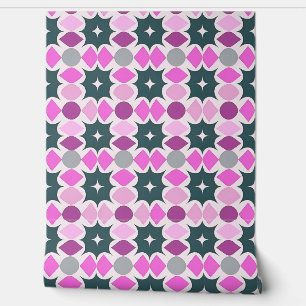 Roze Grijs Abstract Retro Geometrisch Patroon Behang