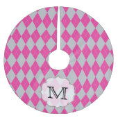 Roze Grijs Argyle Trian Monogram Initialen boomrok Kerstboom Rok (Voorkant)