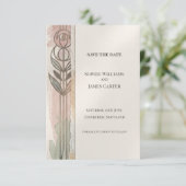 Roze Grijs Art Nouveau Bewaar de Datum Save The Date (Staand voorkant)