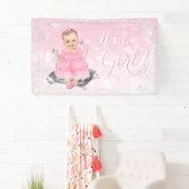 Roze Grijs  Baby Meisje Baby shower Banner (Insitu)