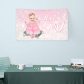 Roze Grijs  Baby Meisje Baby shower Banner (Beurs)