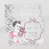 Roze Grijs Baby Meisje  Baby shower Kaart (Voorkant / Achterkant)