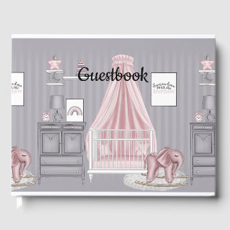 ROZE & GRIJS BABY MEISJE KINDERKAMER SCENE GASTENBOEK