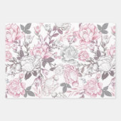 ROZE & GRIJS BABY MEISJE SPEELGOED HARTEN BLOEMEN INPAKPAPIER VEL (Voorkant 3)