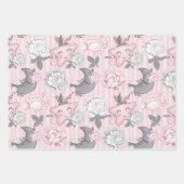 ROZE & GRIJS BABY MEISJE SPEELGOED HARTEN BLOEMEN INPAKPAPIER VEL (Voorkant 3)