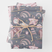 ROZE & GRIJS BABY MEISJE SPEELGOED HARTEN BLOEMEN INPAKPAPIER VEL (In situ)