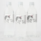 Roze Grijs Baby Meisje Waterfles Labels Waterfles Etiket (Flessen)