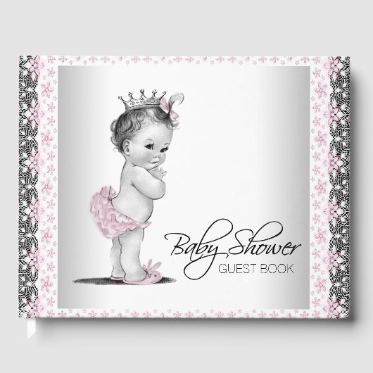 Roze grijs Baby shower gastenboek (Voorkant)