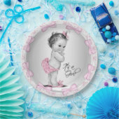 Roze grijs Baby shower papier Borden Papieren Bordje (Feest)