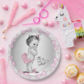 Roze grijs Baby shower papier Borden Papieren Bordje (Feest)