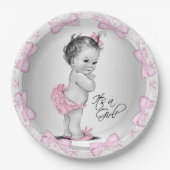 Roze grijs Baby shower papier Borden Papieren Bordje (Voorkant)