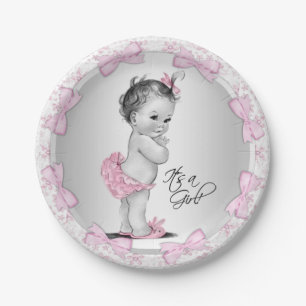 Roze grijs Baby shower papier Borden Papieren Bordje