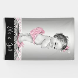 Roze grijs  Baby shower Spandoek