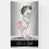 Roze grijs  Baby shower Spandoek (Verticaal)