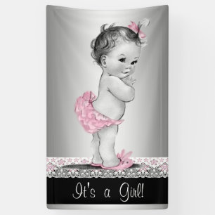 Roze grijs  Baby shower Spandoek