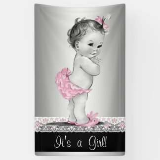 Roze grijs  Baby shower Spandoek