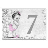  Roze Grijs Baby shower Tafel Kaart (Achterkant)