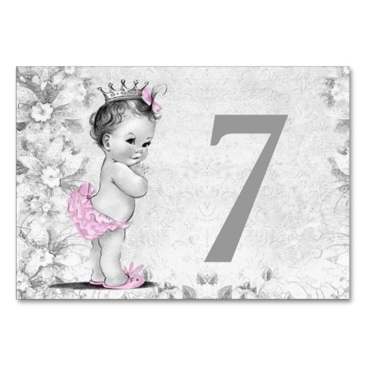  Roze Grijs Baby shower Tafel Kaart (Voorkant)