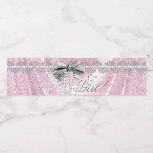 Roze Grijs Baby shower Waterflesetiketten Waterfles Etiket (Enkel label)