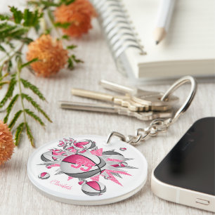 roze grijs basketbal blowout meisjes jersey nummer sleutelhanger