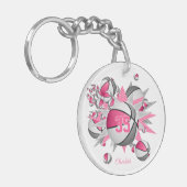 roze grijs basketbal blowout meisjes jersey nummer sleutelhanger (Voorkant Links)