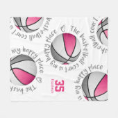 Roze Grijs Basketbalveld Mijn Gelukkige Plaats Mei Fleece Deken (Voorkant (Horizontaal))