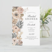 Roze grijs beige boho bruidsdouche kaart (Staand voorkant)