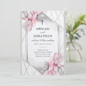 Roze Grijs Bloemen Christelijk Kruis en Bijbel Bru Kaart (Staand voorkant)