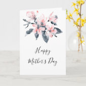 Roze & Grijs Bloemen Classy Waterverf Moederdag Kaart (Gele Bloem)