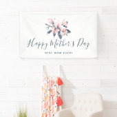 Roze & Grijs Bloemen Classy Waterverf Moederdag Spandoek (Insitu)