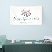 Roze & Grijs Bloemen Classy Waterverf Moederdag Spandoek (Beurs)