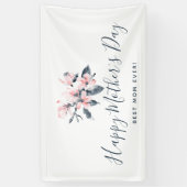 Roze & Grijs Bloemen Classy Waterverf Moederdag Spandoek (Verticaal)