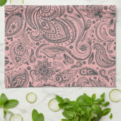 Roze & Grijs  Bloemen Damasks Theedoek (Gevouwen)