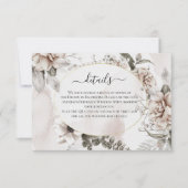Roze Grijs Bloemen Elegante Bruiloft Details kaart (Voorkant)