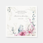 Roze Grijs Bloemen met Duif Christelijk Bijbel Bru Servet (Voorkant)