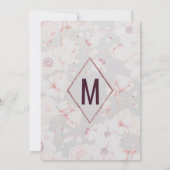 Roze Grijs Bloemen Roos Goud Handgeschreven bruilo Kaart (Achterkant)